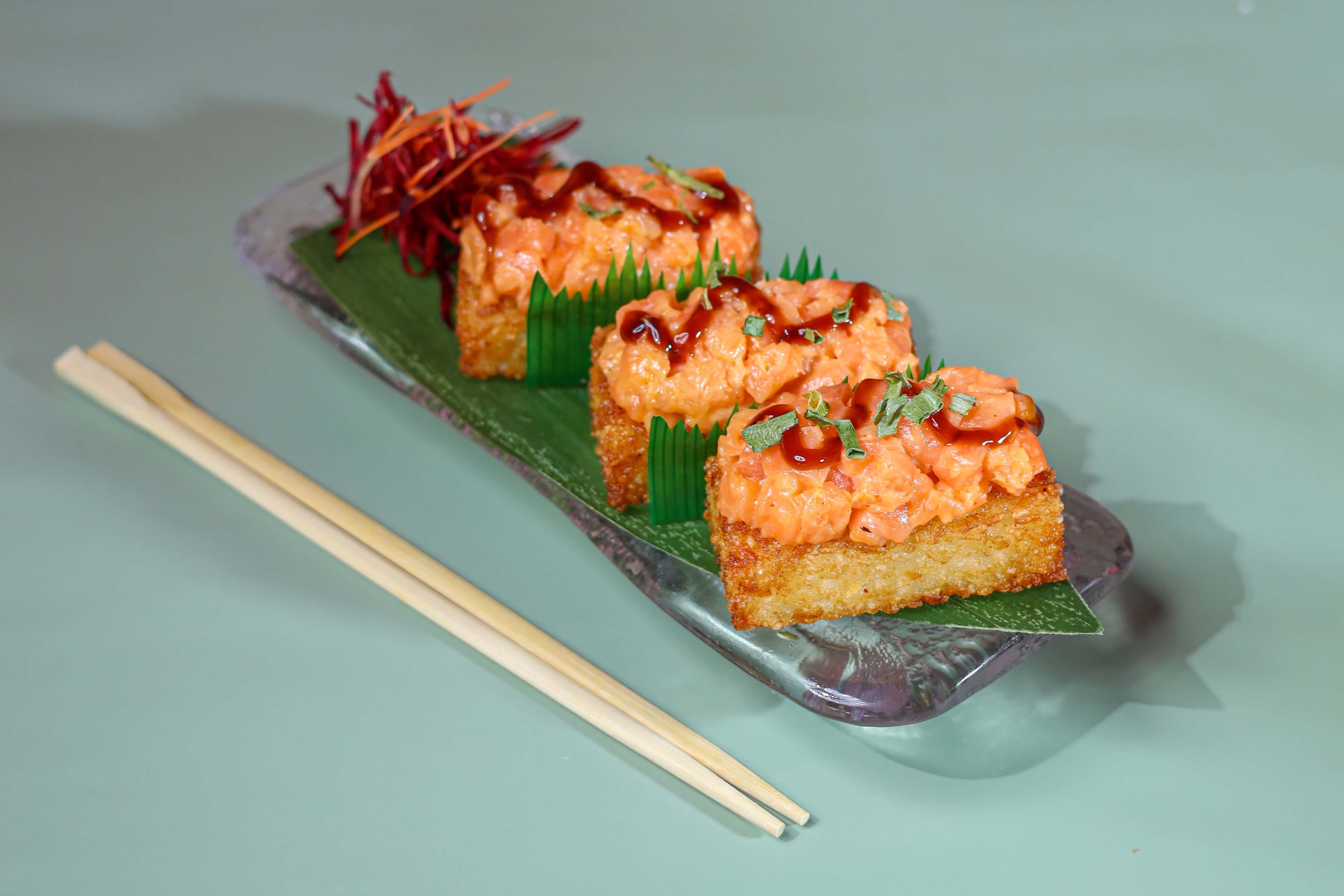 Crispy Rice Salmon Cube